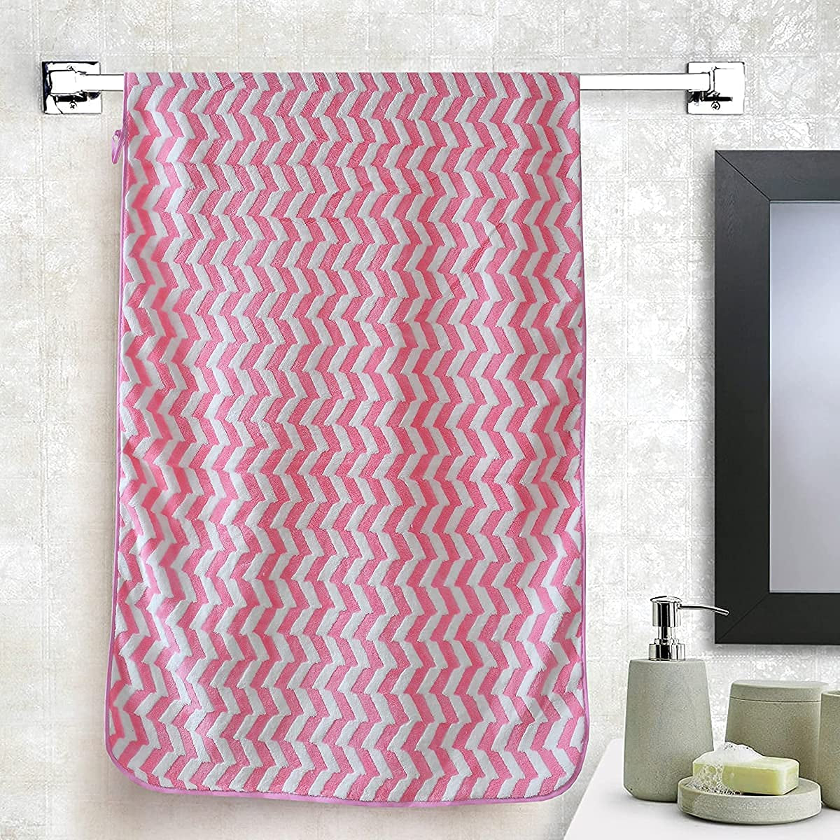 First Kick Luxury Microfiber Bath Baby Towel Super Absorbent, Fade-Resistent, Ultra Soft (Zig-Zag) - L 110 cm x B 50 cm - Beige