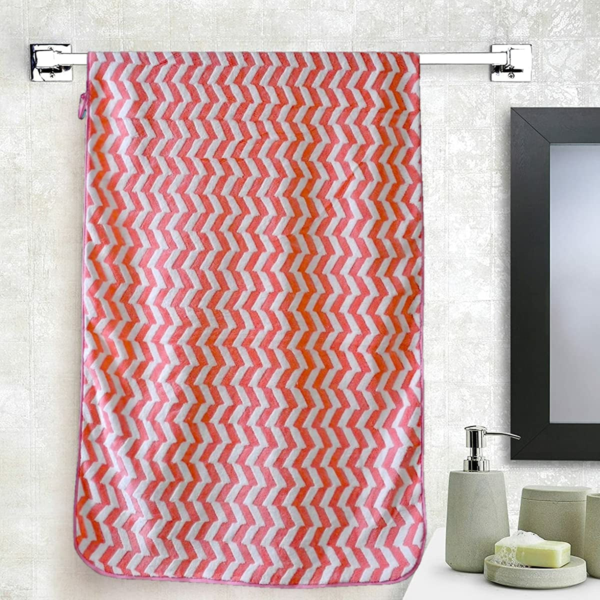 First Kick Luxury Microfiber Bath Baby Towel Super Absorbent, Fade-Resistent, Ultra Soft (Zig-Zag) - L 110 cm x B 50 cm - Beige