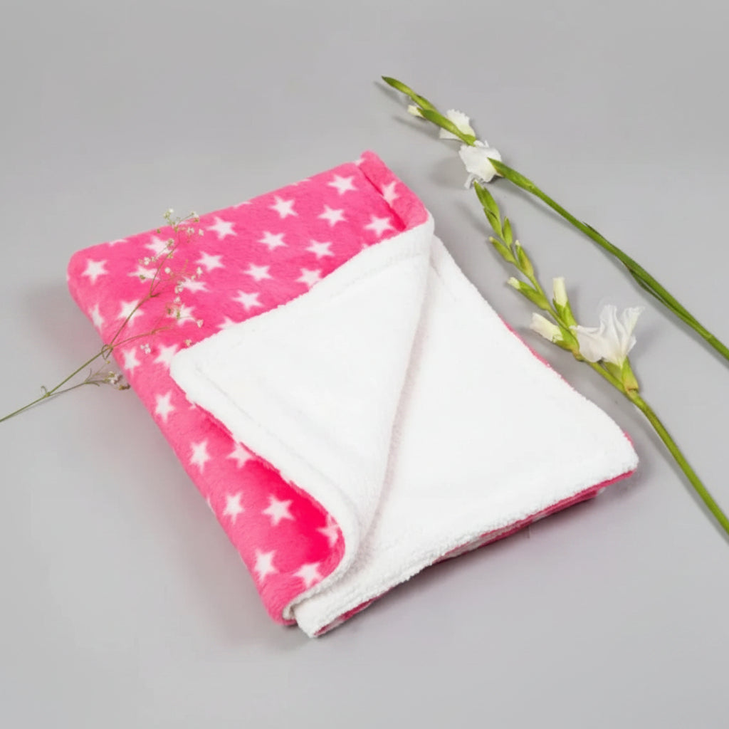 First Kick Baby Blanket New Born Pack of Wrapper Durable Fleece Polyester Cum Baby Crib Sheet for Baby Boys and Baby Girls, 107 cm X 85 cm, 0-12 Months Baby Pink