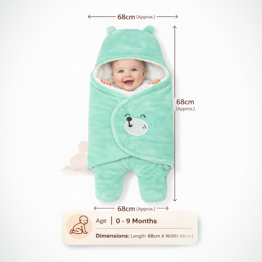 BRANDONN Hooded Smiley Baby Swaddle Blanket (0–9 Months, Pack of 1)