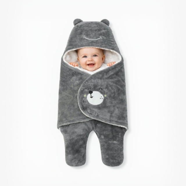 BRANDONN Hooded Smiley Baby Swaddle Blanket (0–9 Months, Pack of 1)