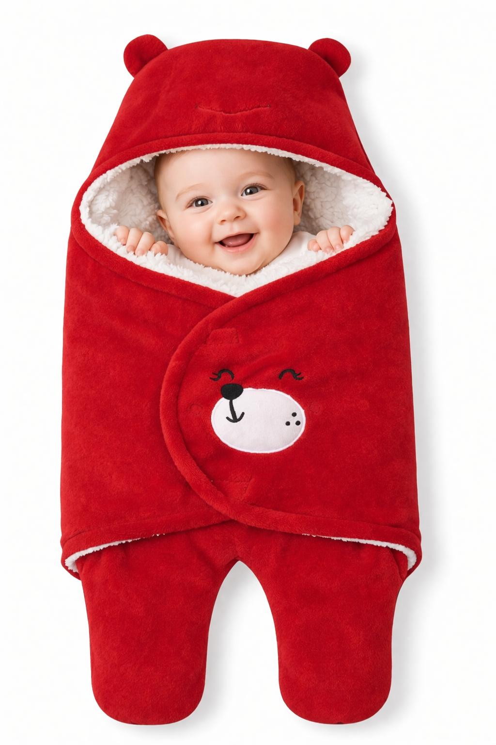BRANDONN Hooded Smiley Baby Swaddle Blanket (0–9 Months, Pack of 1)