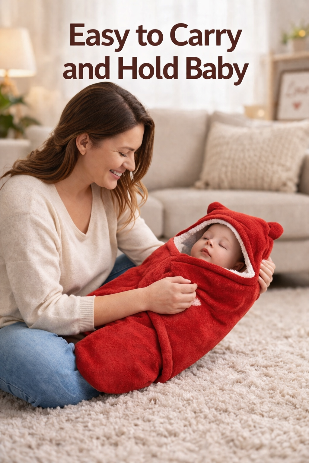 BRANDONN Hooded Smiley Baby Swaddle Blanket (0–9 Months, Pack of 1)