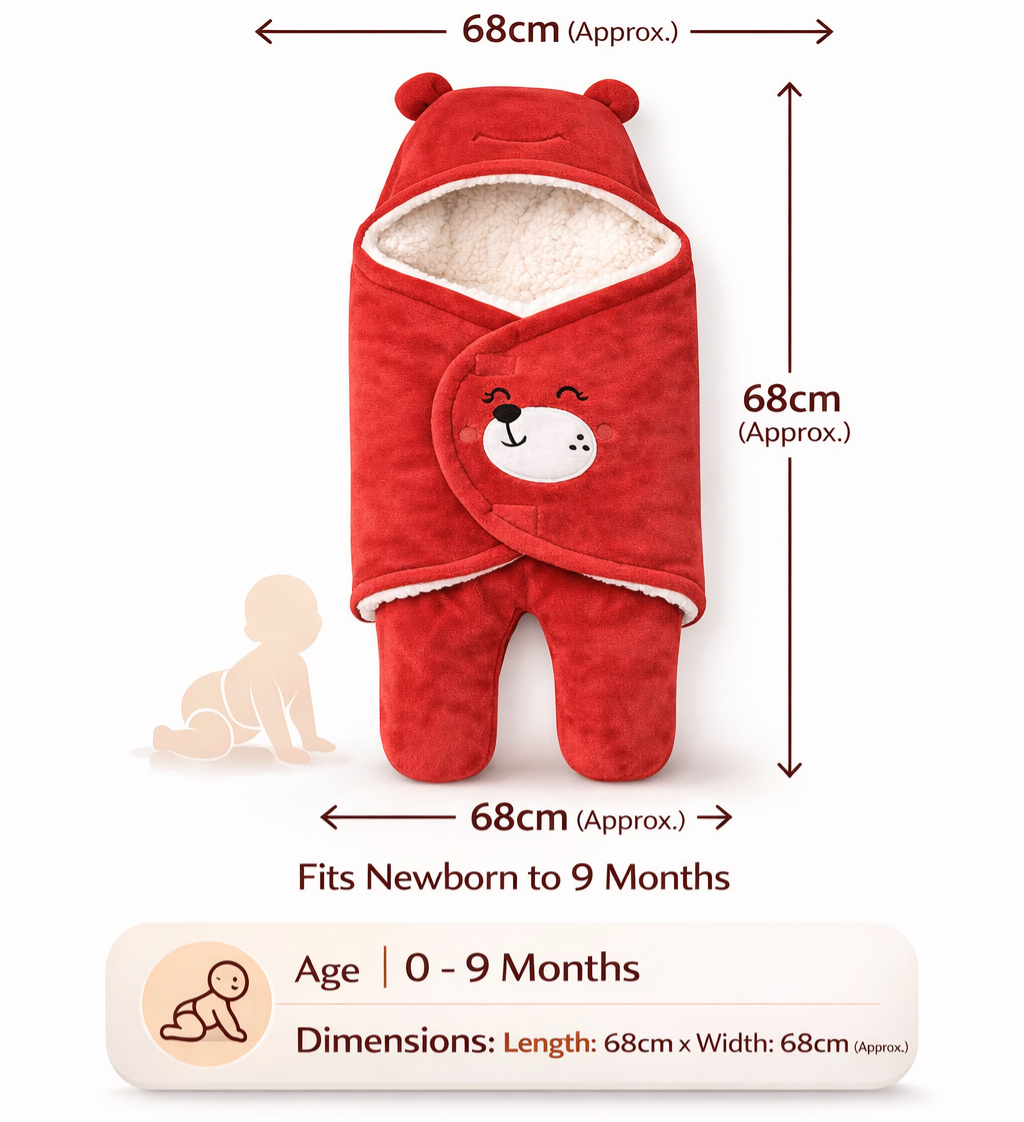 BRANDONN Hooded Smiley Baby Swaddle Blanket (0–9 Months, Pack of 1)