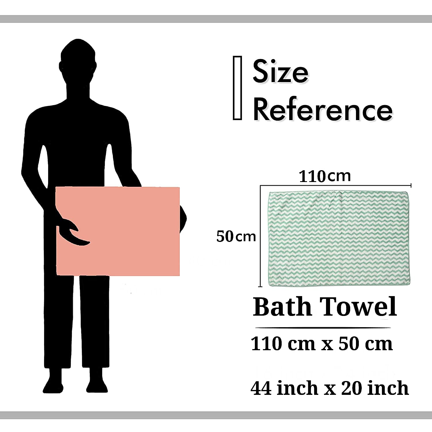 First Kick Luxury Microfiber Bath Baby Towel Super Absorbent, Fade-Resistent, Ultra Soft (Zig-Zag) - L 110 cm x B 50 cm - Beige