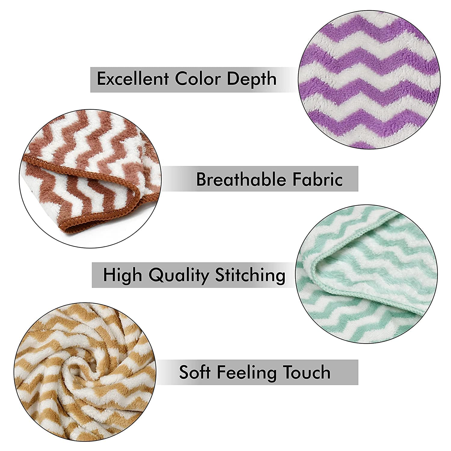 First Kick Luxury Microfiber Bath Baby Towel Super Absorbent, Fade-Resistent, Ultra Soft (Zig-Zag) - L 110 cm x B 50 cm - Beige