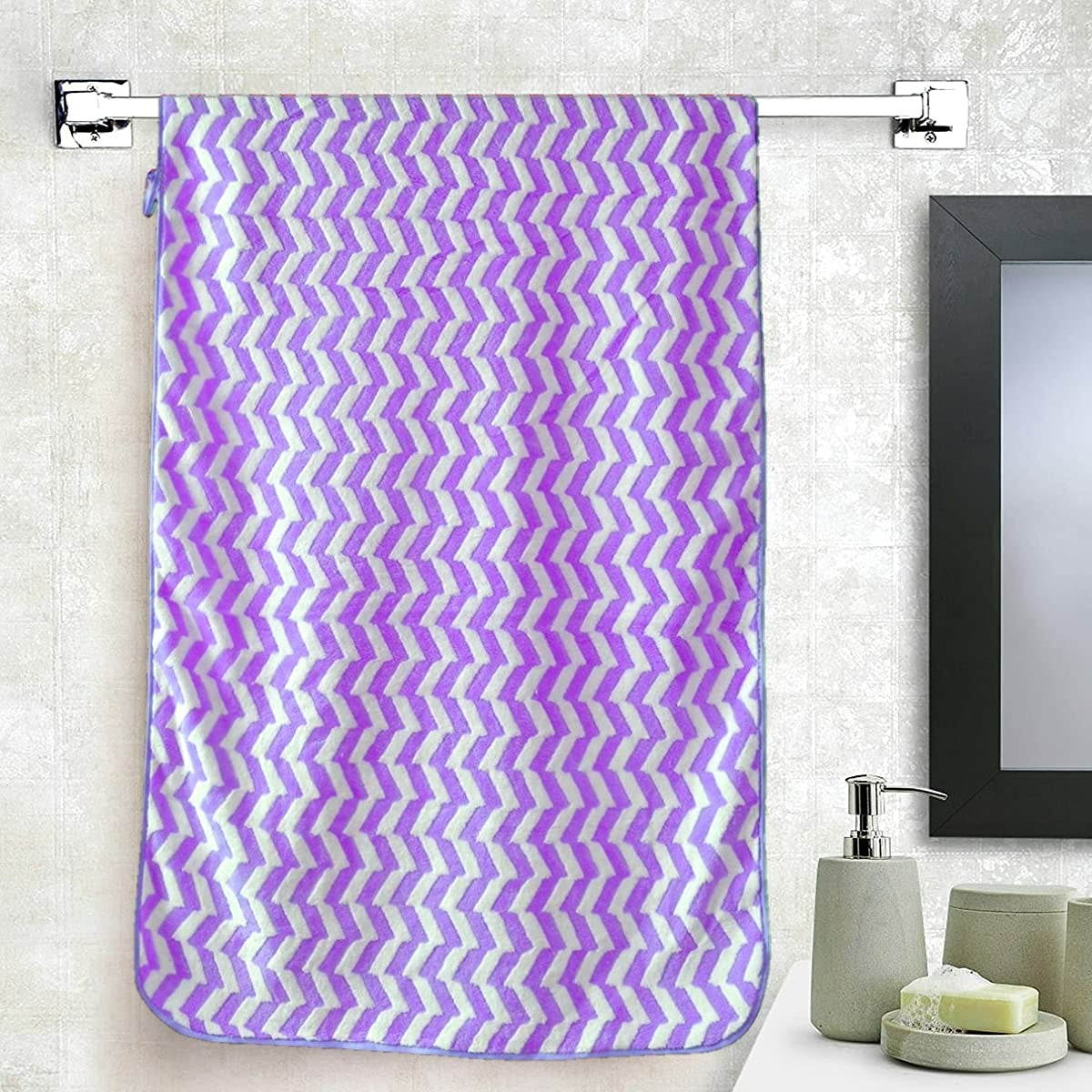 First Kick Luxury Microfiber Bath Baby Towel Super Absorbent, Fade-Resistent, Ultra Soft (Zig-Zag) - L 110 cm x B 50 cm - Beige