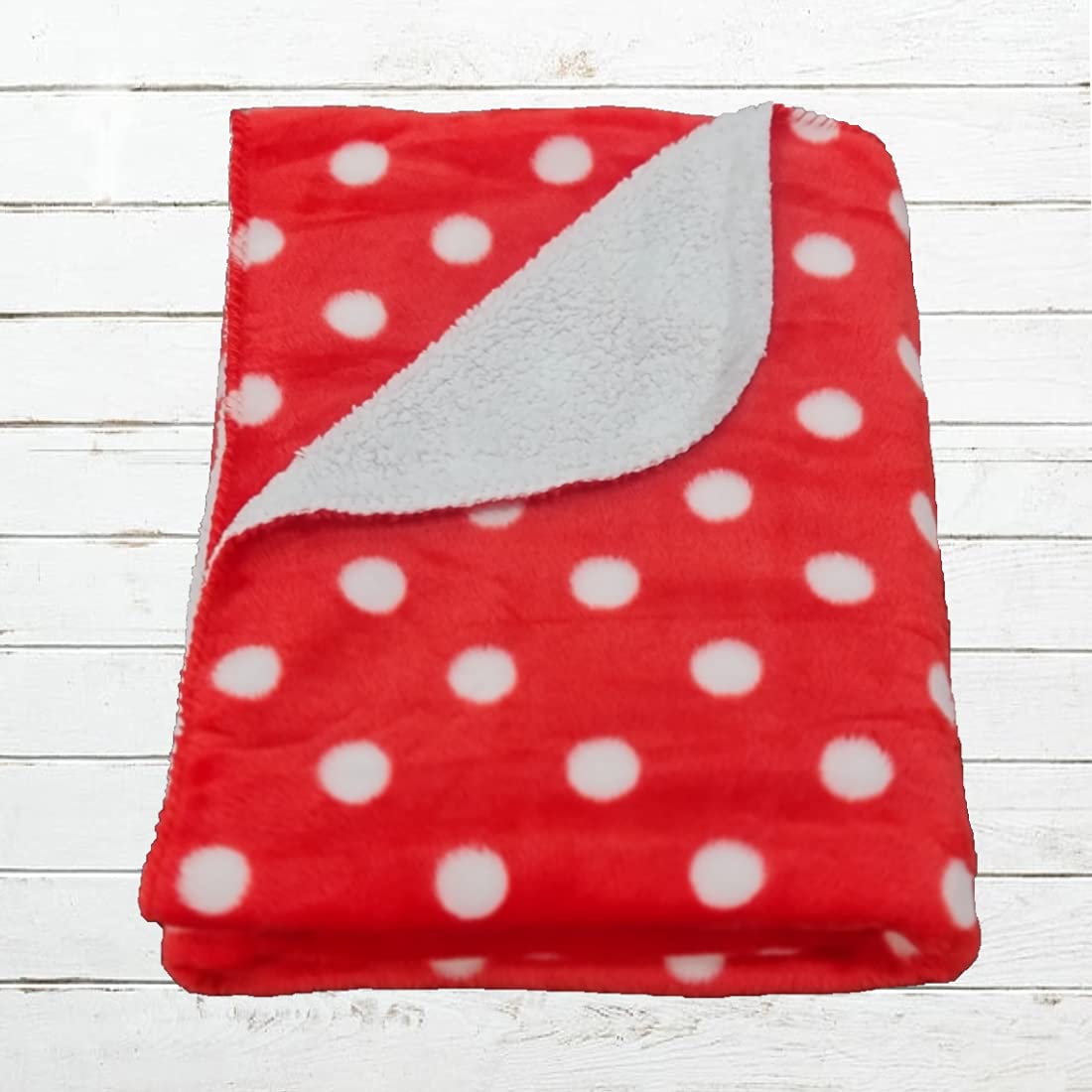 First Kick Baby Blankets New Born Combo Pack of Polka Printed Wrapper Durable Polyester Towel Cum Baby Sleep Crib Wrapping Sheet (100 cm x 75cm, 0-12 Months) Pack of 2