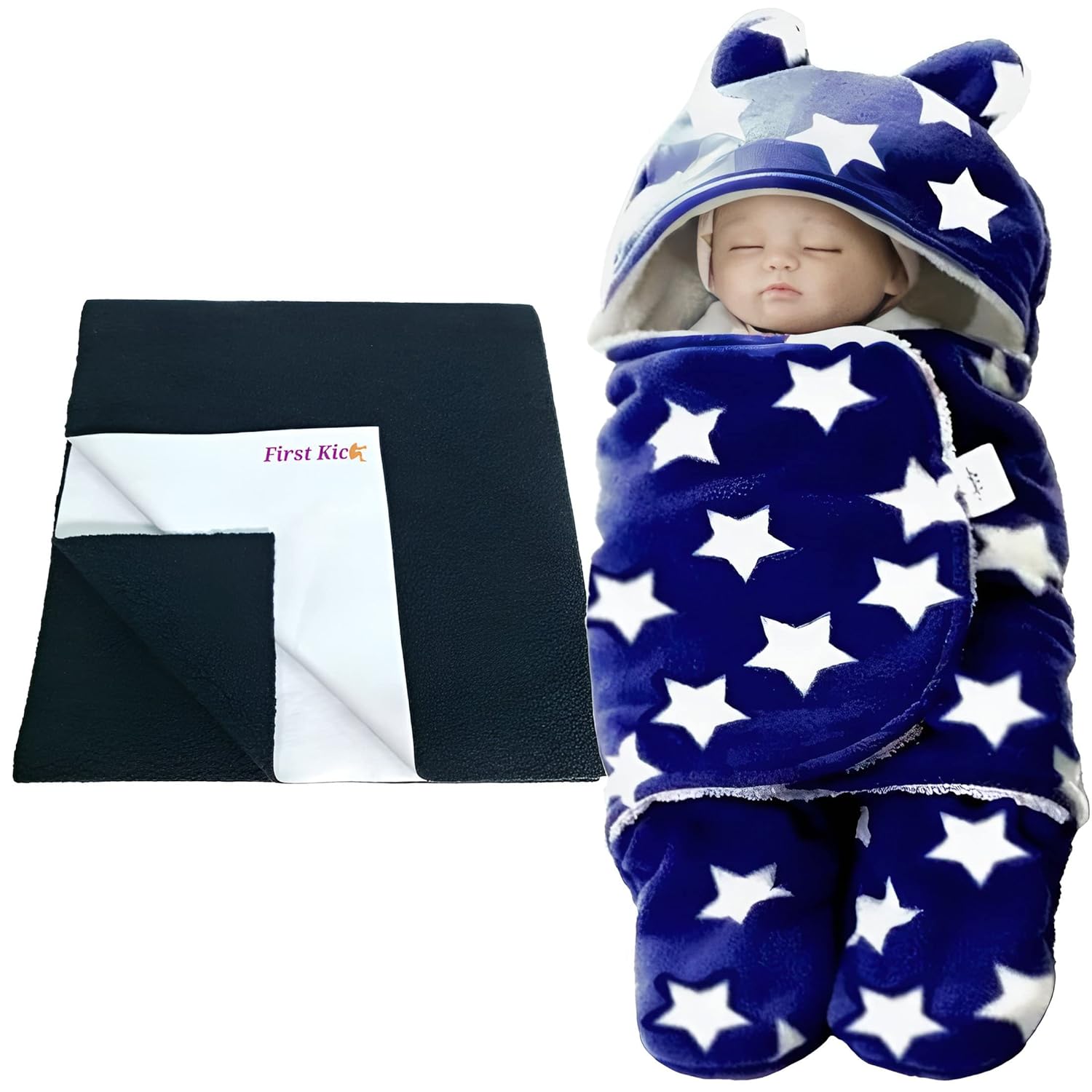 First Kick New Born Baby Gift Set Combo Pack for Baby Boys and Baby Girls Pack of 2 Pcs Blue Dogs