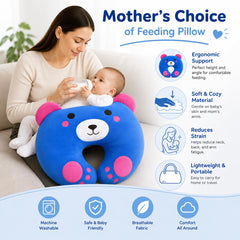 First Kick Baby Feeding Pillow for Breastfeeding & Bottle Feeding, Ergonomic Nursing Support Cushion, Soft Neck Support Pillow, Portable Aid for Newborns, & Moms