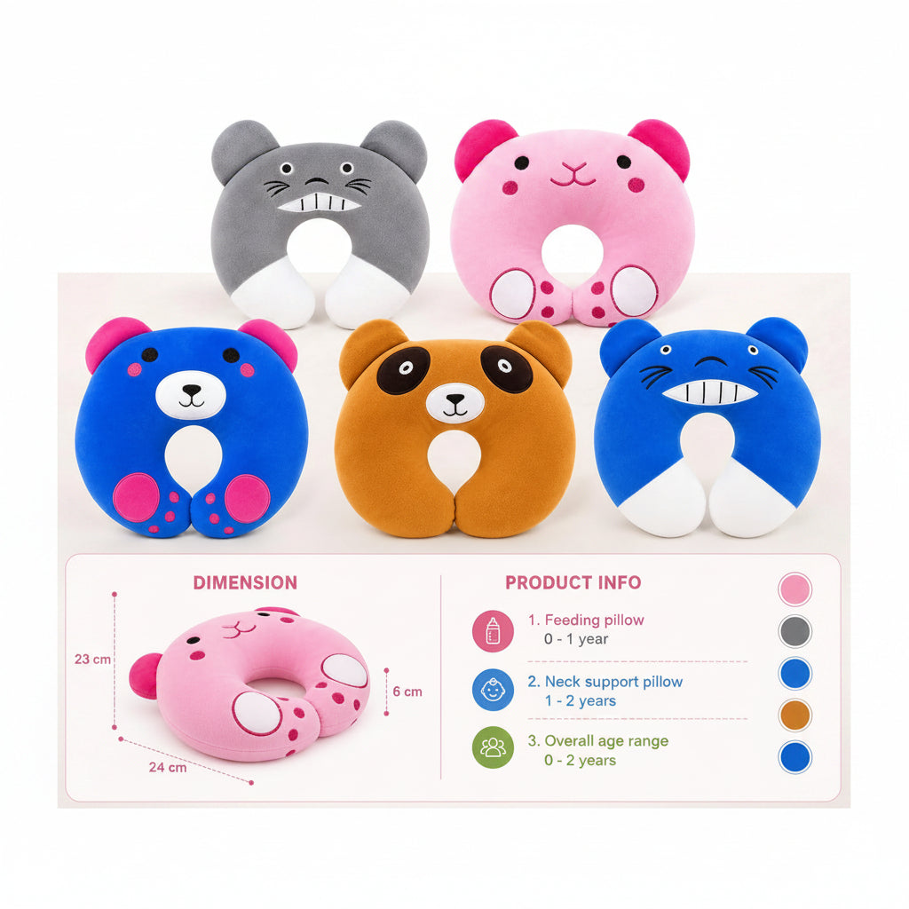 First Kick Baby Feeding Pillow for Breastfeeding & Bottle Feeding, Ergonomic Nursing Support Cushion, Soft Neck Support Pillow, Portable Aid for Newborns, & Moms