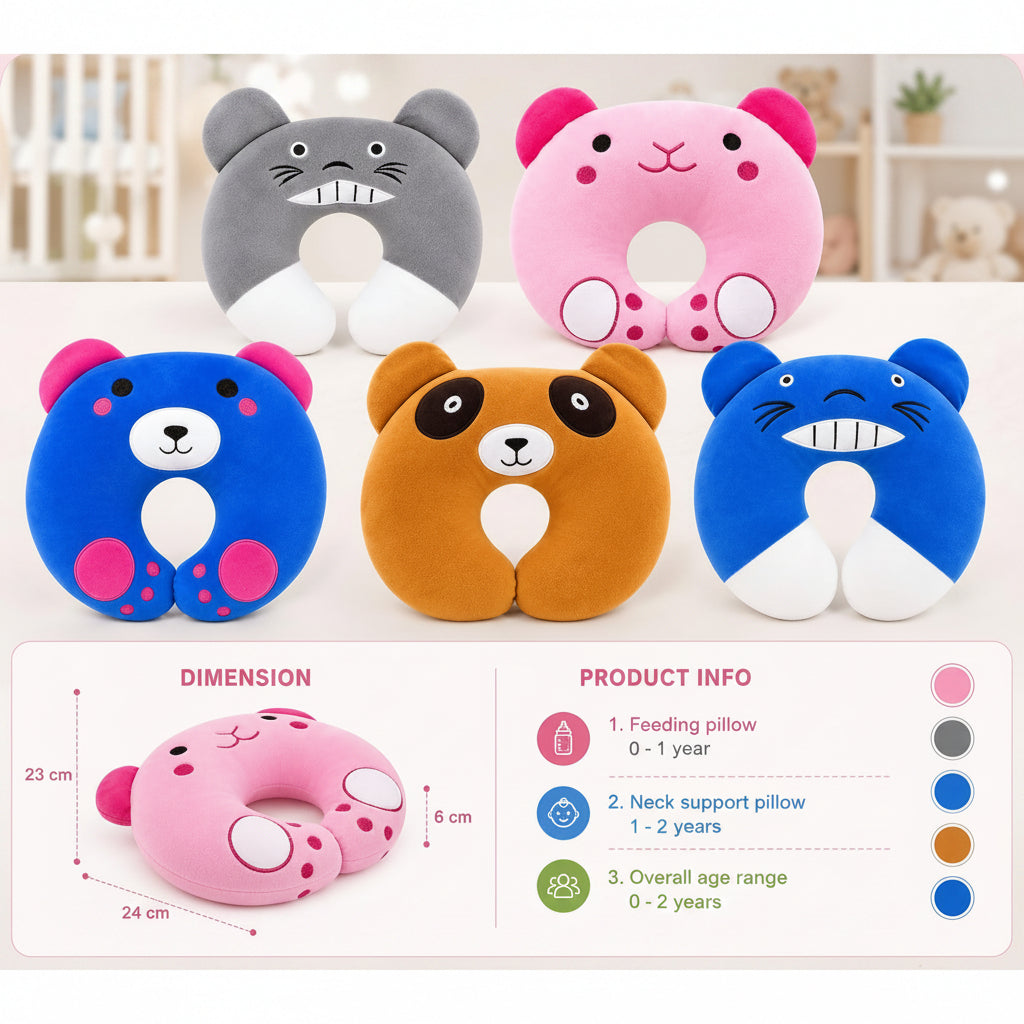 First Kick Baby Feeding Pillow for Breastfeeding & Bottle Feeding, Ergonomic Nursing Support Cushion, Soft Neck Support Pillow, Portable Aid for Newborns, & Moms