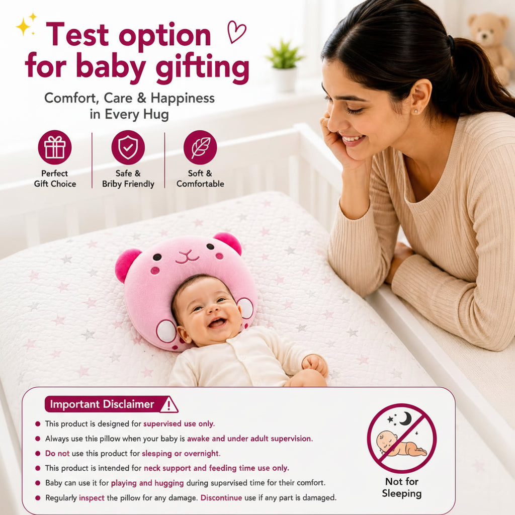 First Kick Baby Feeding Pillow for Breastfeeding & Bottle Feeding, Ergonomic Nursing Support Cushion, Soft Neck Support Pillow, Portable Aid for Newborns, & Moms