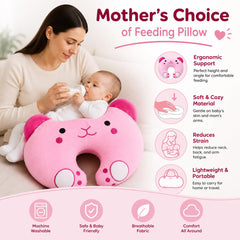 First Kick Baby Feeding Pillow for Breastfeeding & Bottle Feeding, Ergonomic Nursing Support Cushion, Soft Neck Support Pillow, Portable Aid for Newborns, & Moms