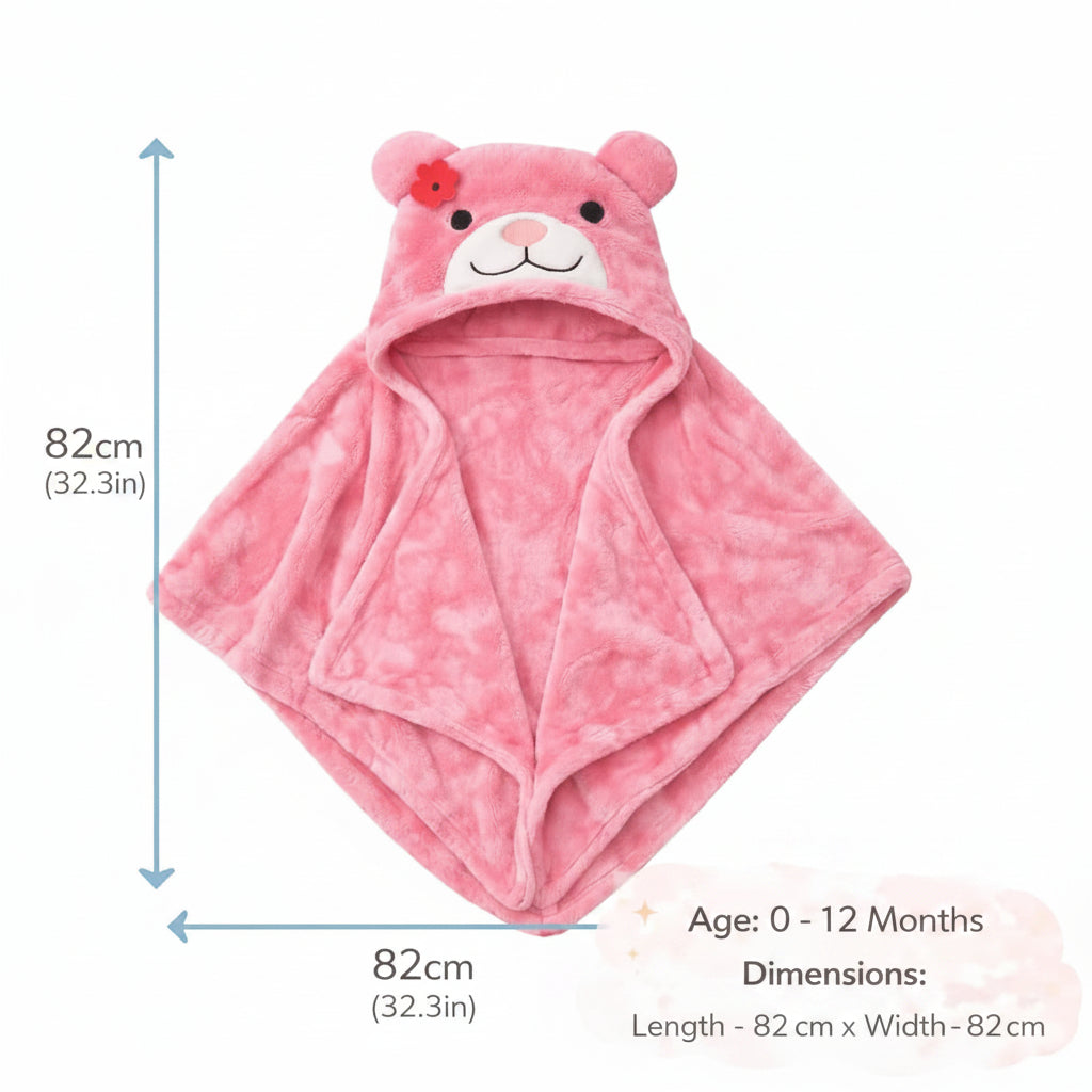 First Kick Baby Hooded Blanket for Newborn (0-12 Months) – Ultra Soft 240 GSM Wrap, Hood Baby Bath Towel & Swaddle, Lightweight Warm Crib & Travel for Infants – 82 × 82 cm Beige