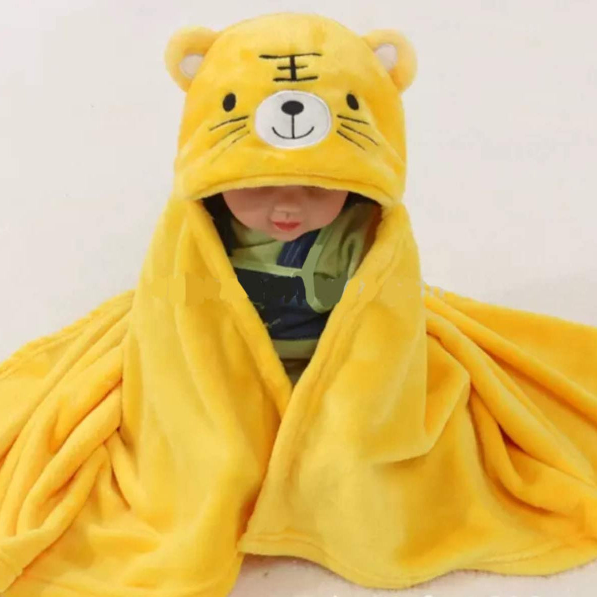 First Kick Baby Blankets New Born Pack of Hooded Wrapper Durable Fleece Polyester Sleeping Bag and Baby Bath Towel for 0-6 Months Baby Boys and Baby Girls Yellow