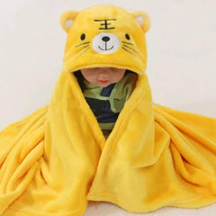 First Kick Baby Blankets New Born Pack of Hooded Wrapper Durable Fleece Polyester Sleeping Bag and Baby Bath Towel for 0-6 Months Baby Boys and Baby Girls Yellow