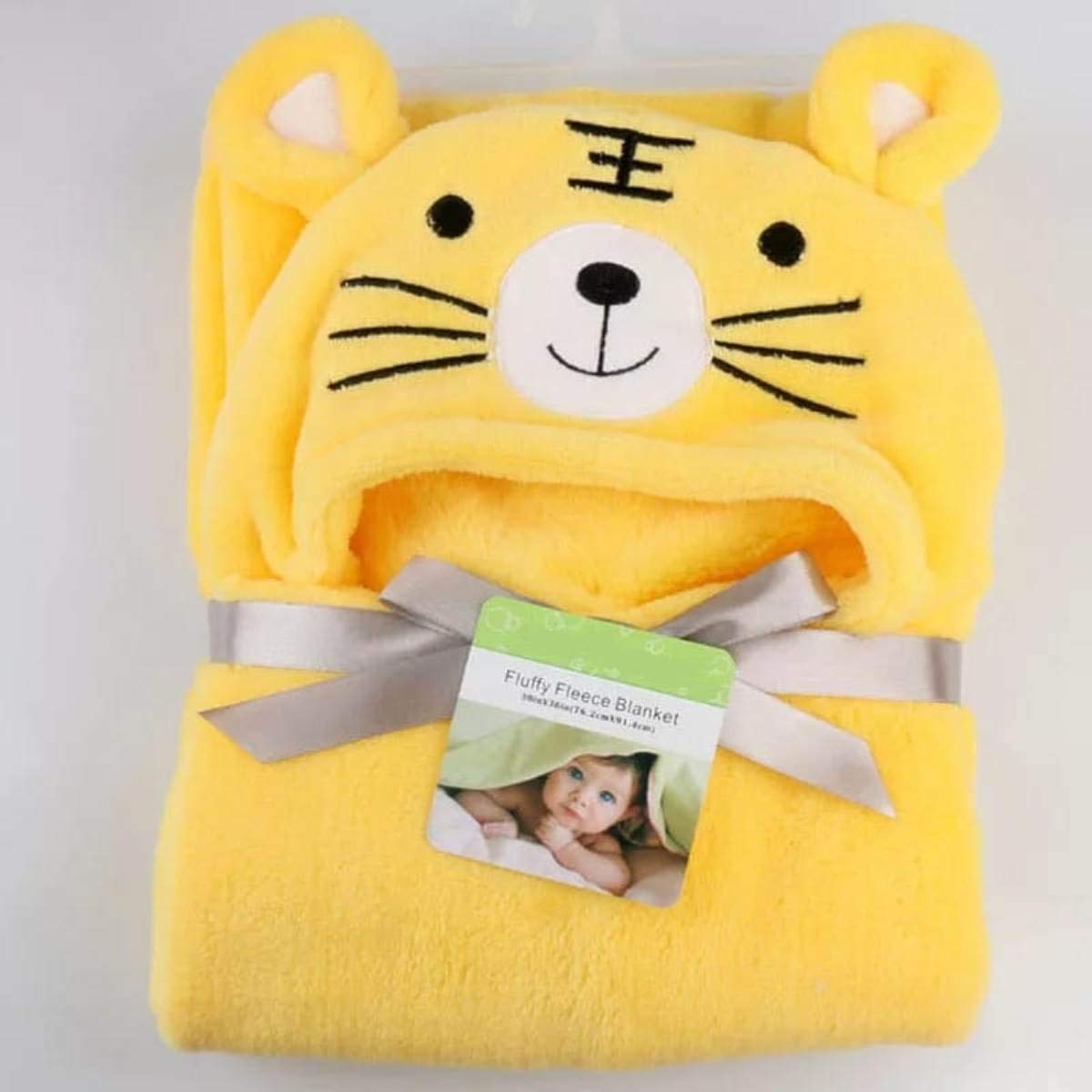 First Kick Baby Blankets New Born Pack of Hooded Wrapper Durable Fleece Polyester Sleeping Bag and Baby Bath Towel for 0-6 Months Baby Boys and Baby Girls Yellow