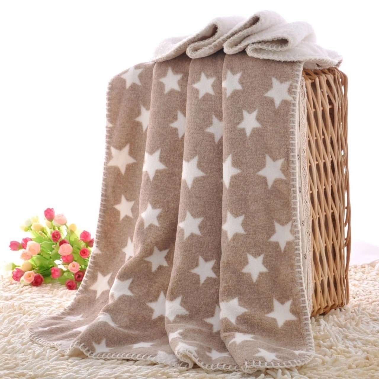 First Kick New Born Super Soft Baby Blanket Wrapper Durable Fleece Polyester Sheet Cum Baby Blanket for Baby Boys, Baby Girls, Babies (100cm x 75cm, 0-6 Months) Beige