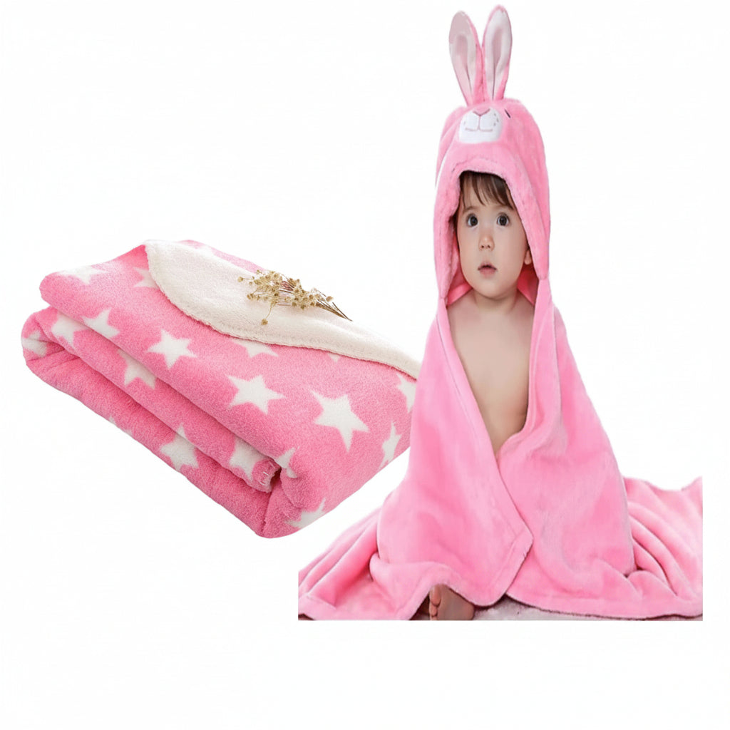 First Kick Baby Blankets New Born Combo Pack Of Hooded Wrapper Durable Fleece Polyester Sleeping Bag Towel For 0-6 Months Baby Boys And Baby Girls Pack Of 2 Grey Star, Grey Mouse, Casual Style