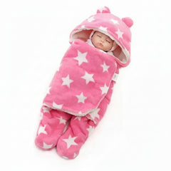 First Kick New Born Sleeping Bag Combo Pack of Super Soft Wearable Baby Wrapper Durable Fleece Polyester Cum Baby Sleeping Bag for Boys, Baby Girls, Babies (76cm x 70cm, 0-6 Months) Pack of 2 Pink