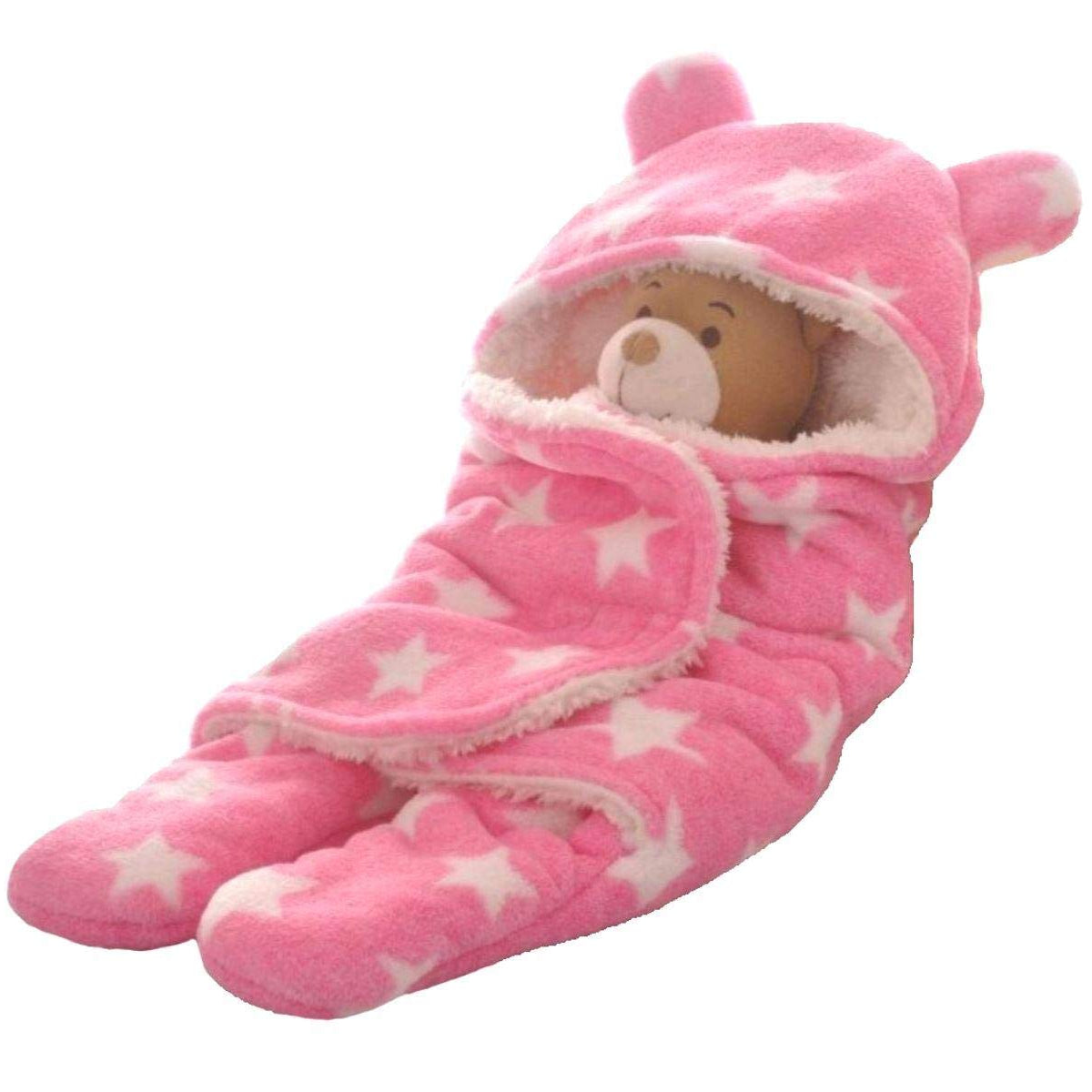 First Kick New Born Sleeping Bag Combo Pack of Super Soft Wearable Baby Wrapper Durable Fleece Polyester Cum Baby Sleeping Bag for Boys, Baby Girls, Babies (76cm x 70cm, 0-6 Months) Pack of 2 Pink