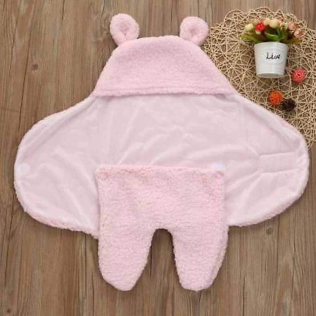 First Kick New Born Sleeping Bag Combo Pack of Super Soft Wearable Baby Wrapper Durable Fleece Polyester Cum Baby Sleeping Bag for Boys, Baby Girls, Babies (76cm x 70cm, 0-6 Months) Pack of 2 Pink