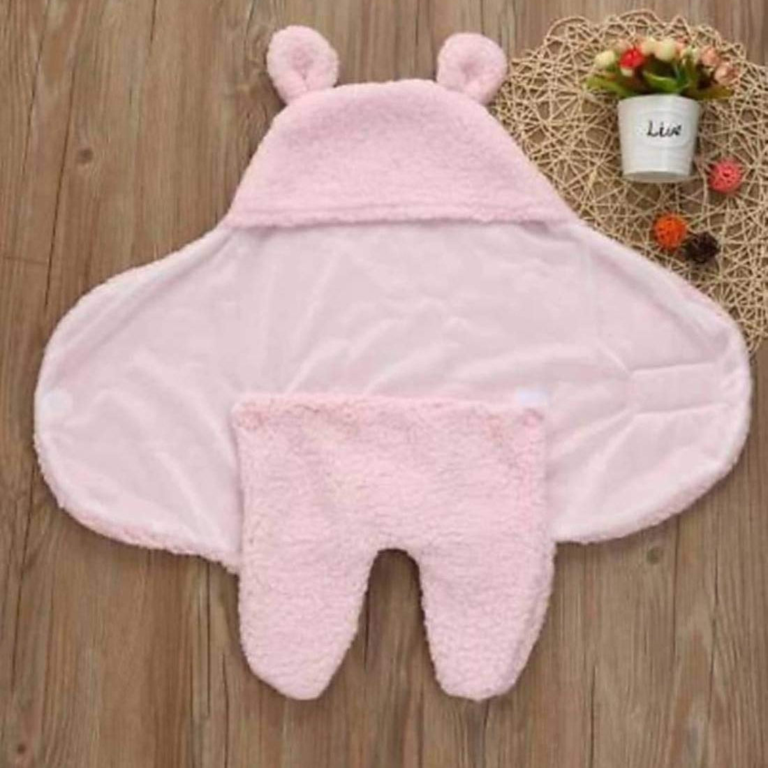 First Kick New Born Sleeping Bag Combo Pack of Super Soft Wearable Baby Wrapper Durable Fleece Polyester Cum Baby Sleeping Bag for Boys, Baby Girls, Babies (76cm x 70cm, 0-6 Months) Pack of 2 Pink