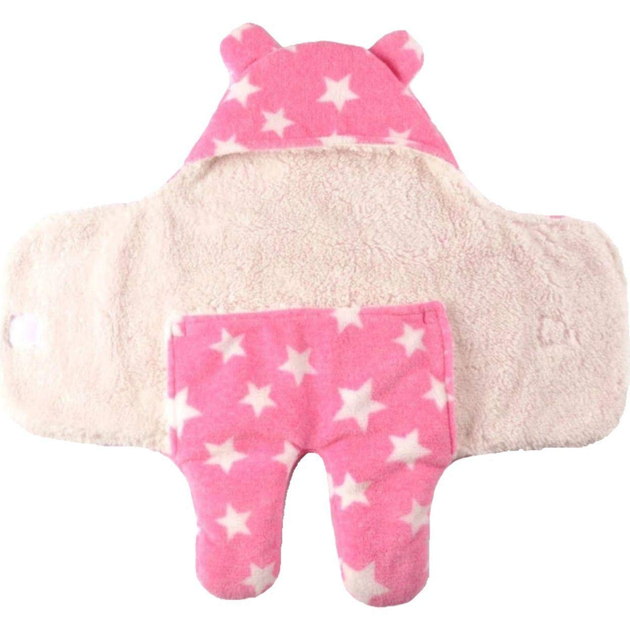 First Kick New Born Sleeping Bag Combo Pack of Super Soft Wearable Baby Wrapper Durable Fleece Polyester Cum Baby Sleeping Bag for Boys, Baby Girls, Babies (76cm x 70cm, 0-6 Months) Pack of 2 Pink