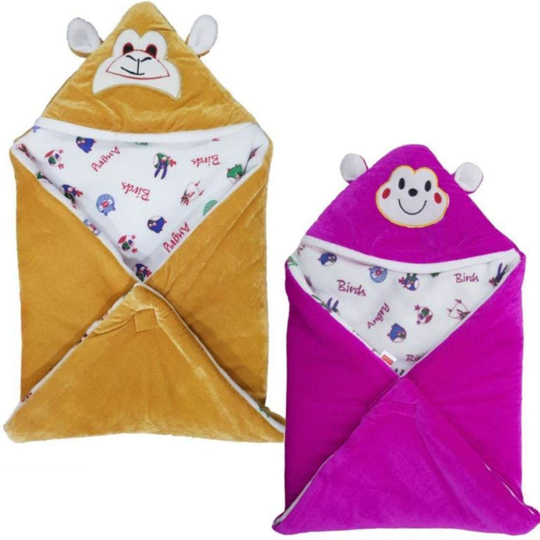 First Kick Baby Blankets New Born Combo Pack of Super Soft Baby Wrapper Sleeping Bag Cum Baby Blanket for Baby Boys, Baby Girls, Babies (66cm x 66cm, 0-6 Months), Pack of 2