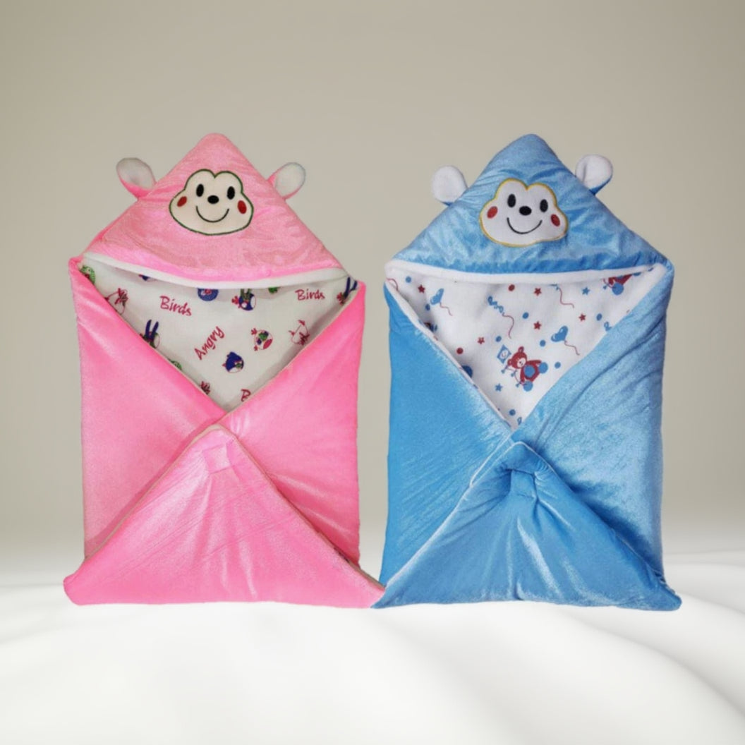 First Kick Baby Blankets New Born Combo Pack of Super Soft Baby Wrapper Sleeping Bag Cum Baby Blanket for Baby Boys, Baby Girls, Babies (66cm x 66cm, 0-6 Months), Pack of 2