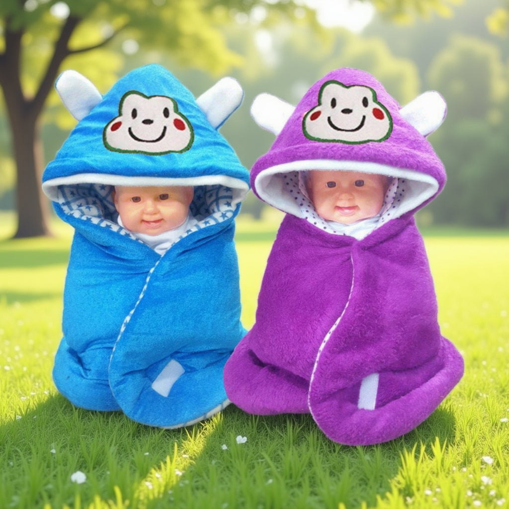 First Kick Baby Blankets New Born Combo Pack of Super Soft Baby Wrapper Sleeping Bag Cum Baby Blanket for Baby Boys, Baby Girls, Babies (66cm x 66cm, 0-6 Months), Pack of 2