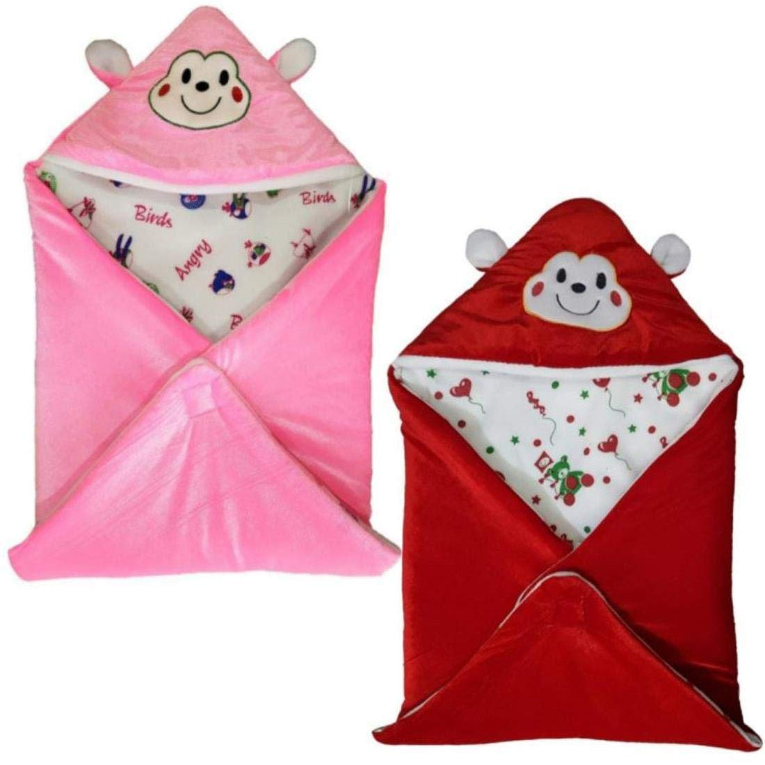 First Kick Baby Blankets New Born Combo Pack of Super Soft Baby Wrapper Sleeping Bag Cum Baby Blanket for Baby Boys, Baby Girls, Babies (66cm x 66cm, 0-6 Months), Pack of 2