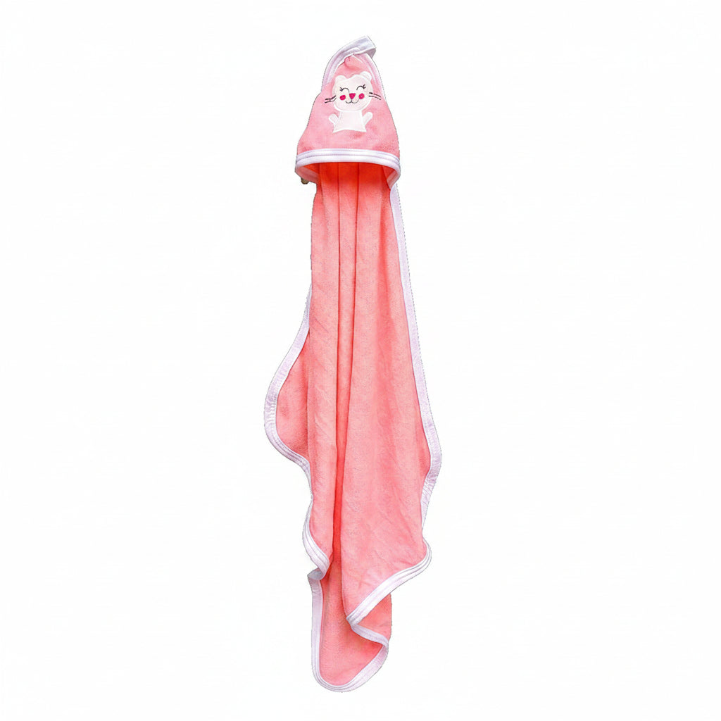 First Kick Baby Cotton Bath Towels New Born Combo Pack Of Hooded Soft Wrapping Towel Pack Of 2(70 Cm X 66 Cm) Set Of 2, Pink