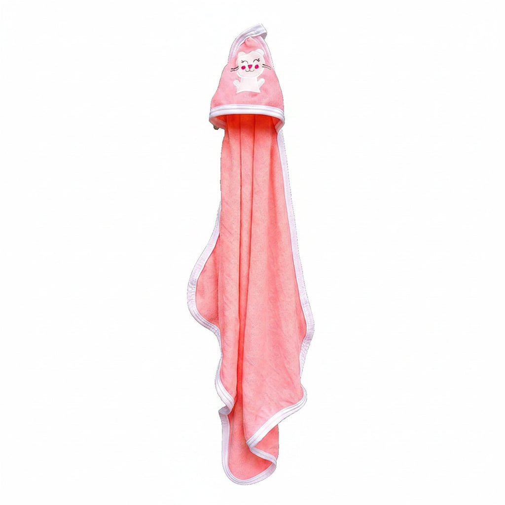 First Kick Baby Cotton Bath Towels New Born Combo Pack Of Hooded Soft Wrapping Towel Pack Of 2(70 Cm X 66 Cm) Set Of 2, Pink