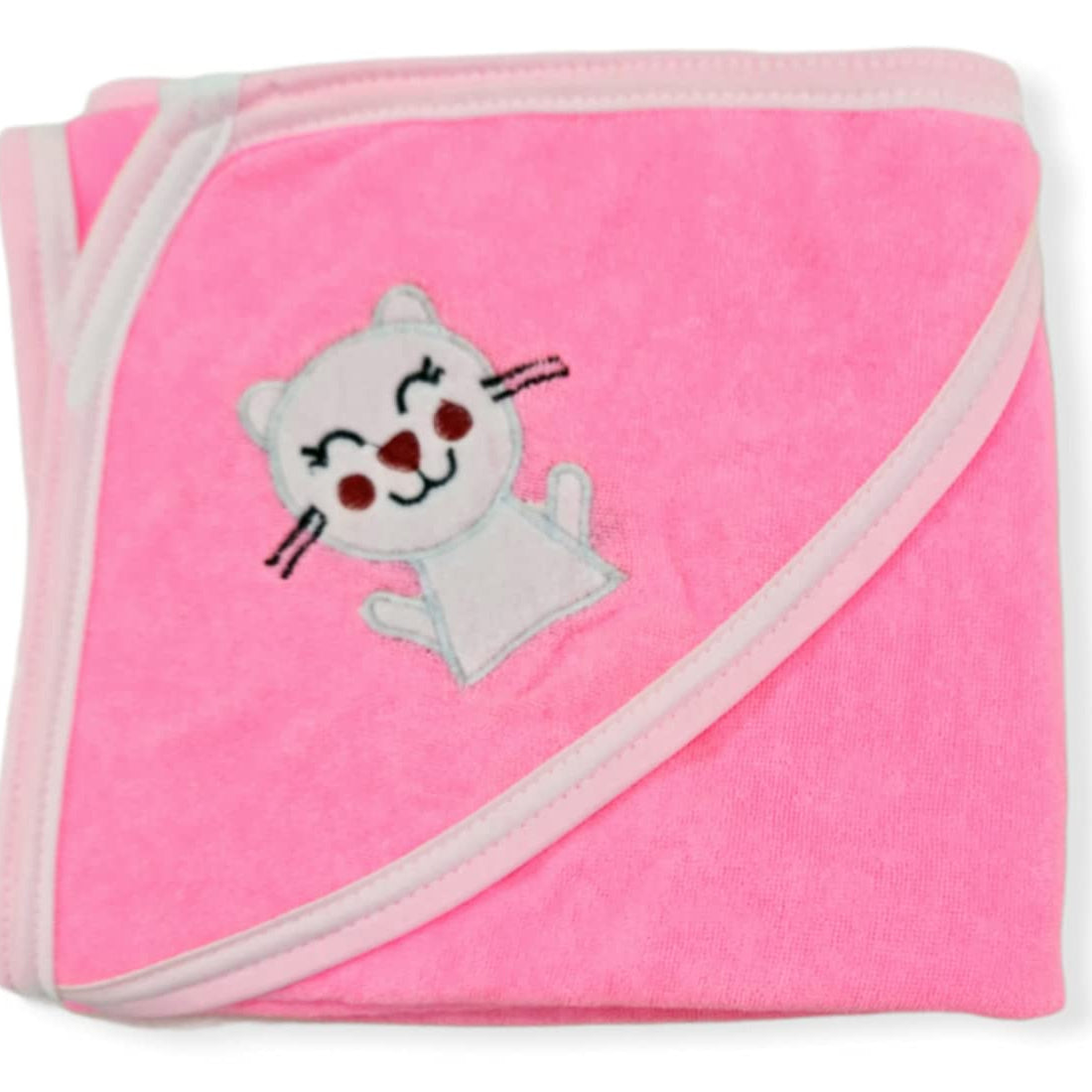 First Kick Baby Cotton Bath Towels New Born Combo Pack Of Hooded Soft Wrapping Towel Pack Of 2(70 Cm X 66 Cm) Set Of 2, Pink