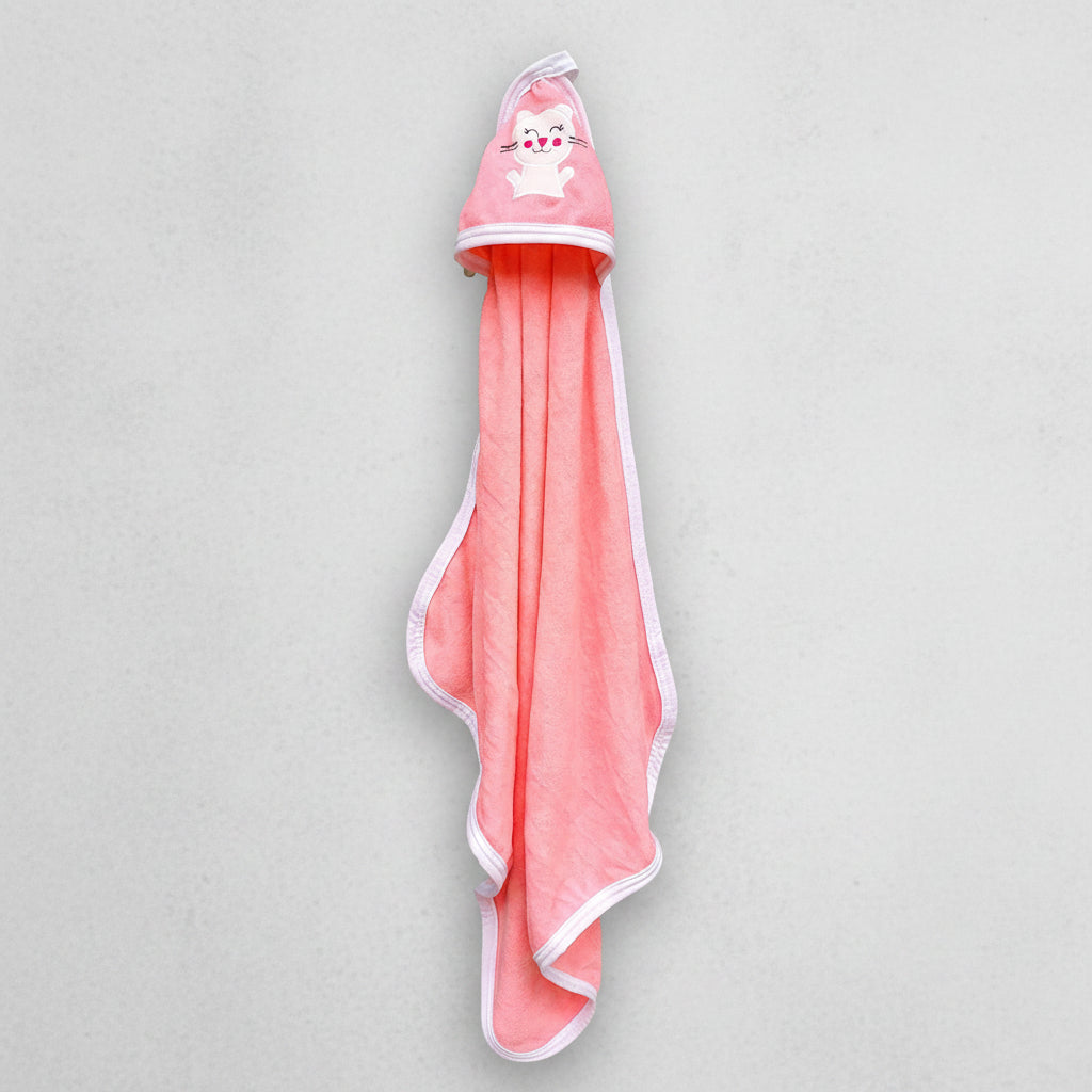 First Kick Baby Cotton Bath Towels New Born Combo Pack Of Hooded Soft Wrapping Towel Pack Of 2(70 Cm X 66 Cm) Set Of 2, Pink