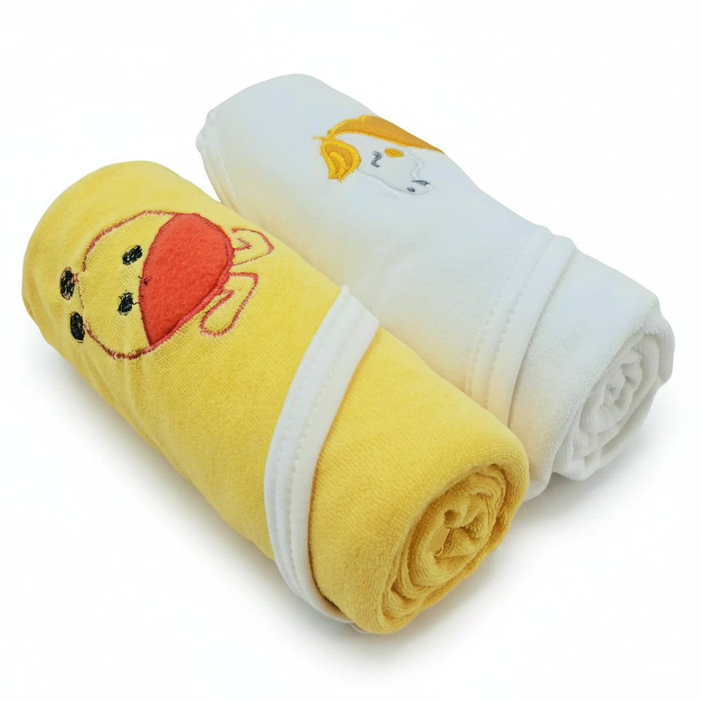 First Kick Baby Cotton Bath Towels New Born Combo Pack Of Hooded Soft Wrapping Towel Pack Of 2(70 Cm X 66 Cm) Set Of 2, Pink