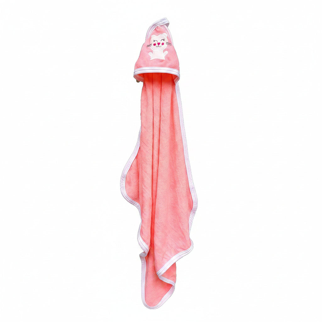 First Kick Baby Cotton Bath Towels New Born Combo Pack Of Hooded Soft Wrapping Towel Pack Of 2(70 Cm X 66 Cm) Set Of 2, Pink