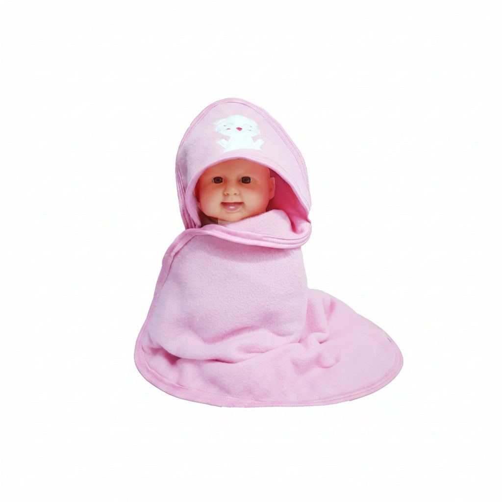 First Kick Baby Cotton Bath Towels New Born Combo Pack Of Hooded Soft Wrapping Towel Pack Of 2(70 Cm X 66 Cm) Set Of 2, Pink