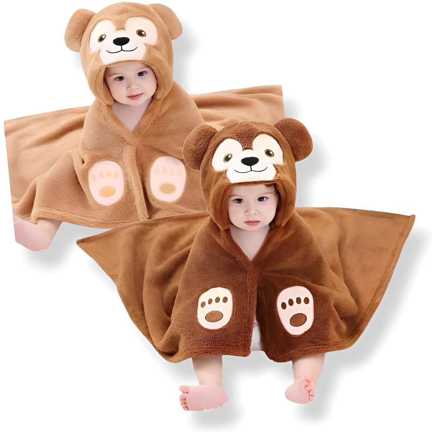 First Kick Baby Hooded Quick Absorb Bath Towels Pack of 2 (0–6 Months, 83 × 80 cm)