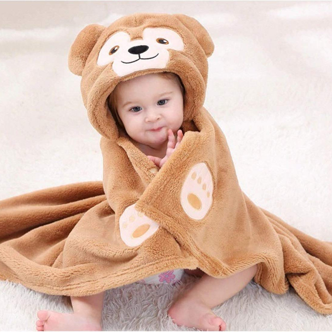 First Kick Baby Hooded Quick Absorb Bath Towels Pack of 2 (0–6 Months, 83 × 80 cm)