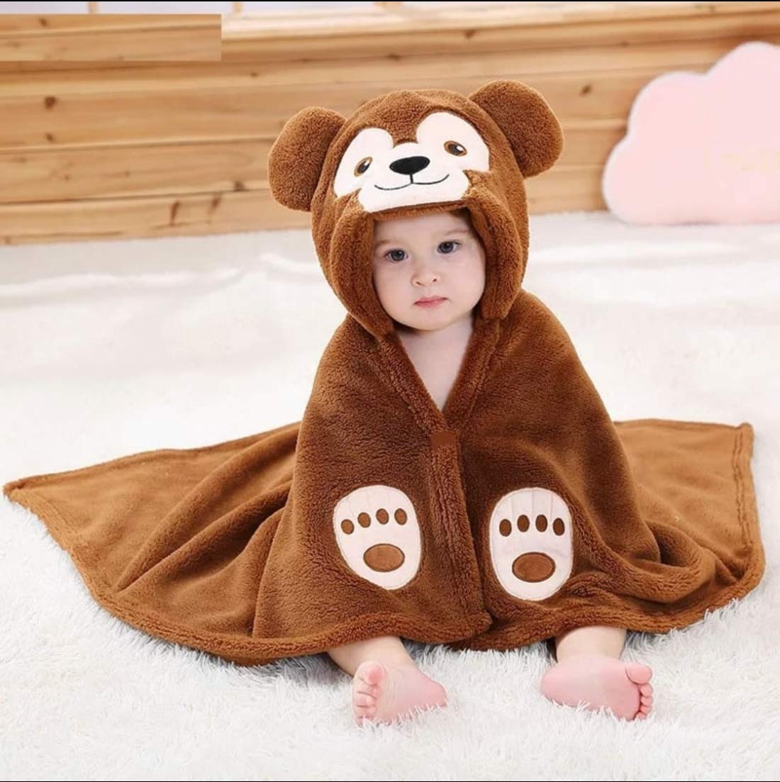 First Kick Baby Hooded Quick Absorb Bath Towels Pack of 2 (0–6 Months, 83 × 80 cm)
