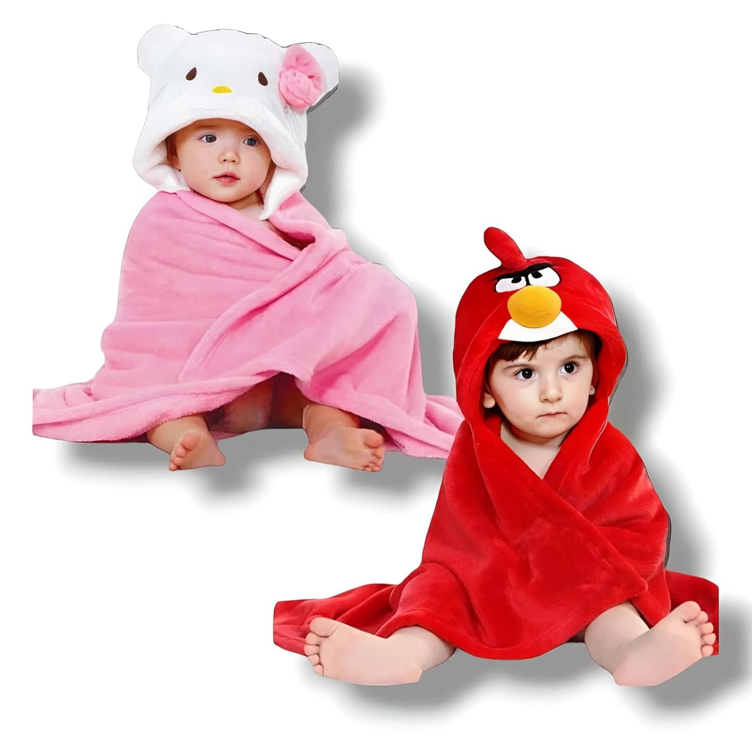 First Kick Baby Hooded Quick Absorb Bath Towels Pack of 2 (0–6 Months, 83 × 80 cm)