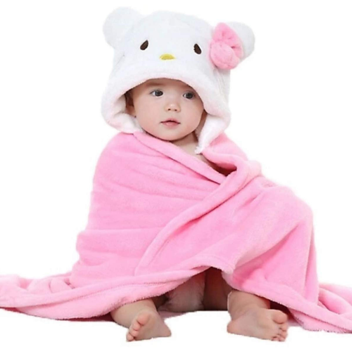 First Kick Baby Hooded Quick Absorb Bath Towels Pack of 2 (0–6 Months, 83 × 80 cm)