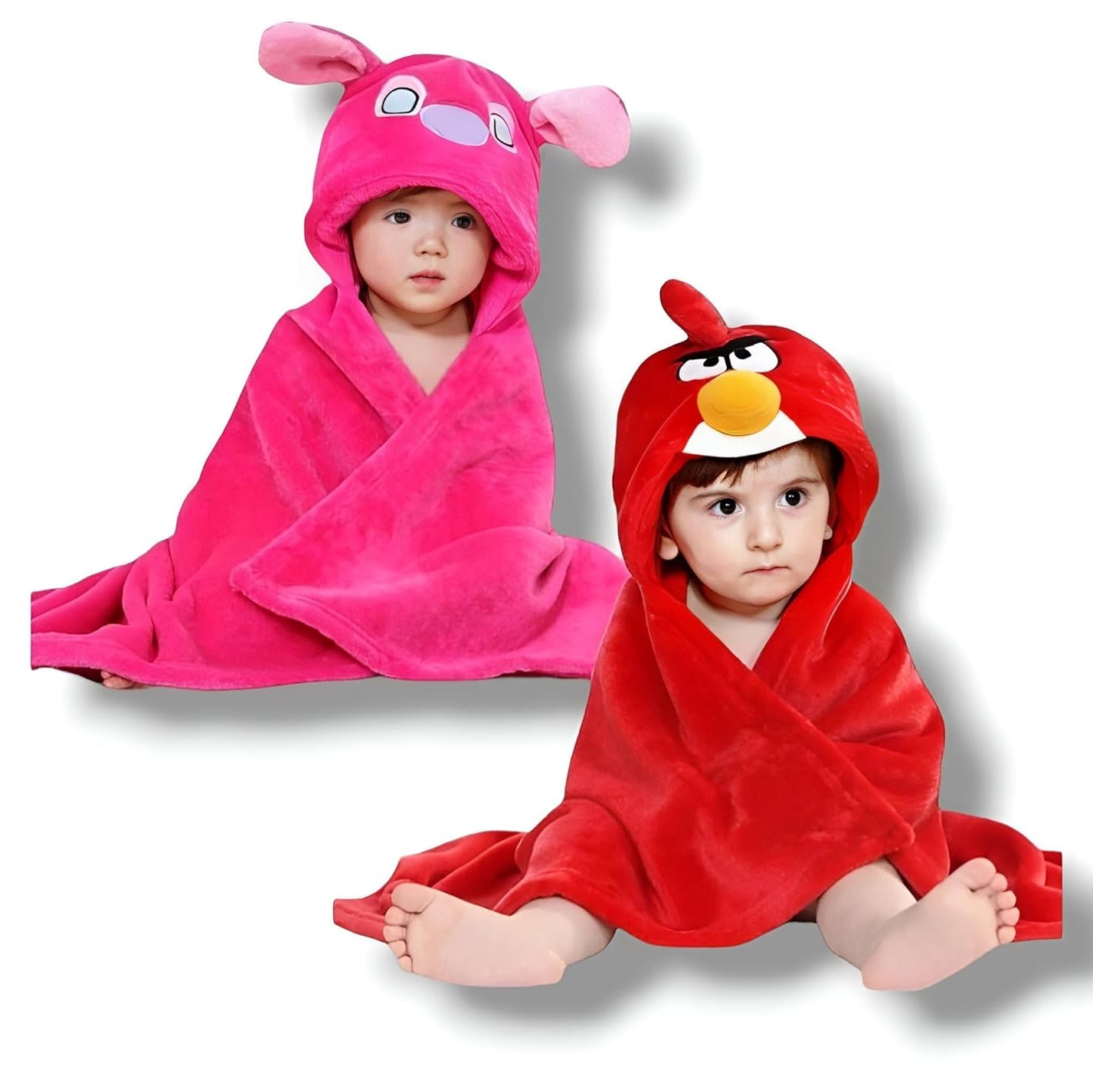 First Kick Baby Hooded Quick Absorb Bath Towels Pack of 2 (0–6 Months, 83 × 80 cm)