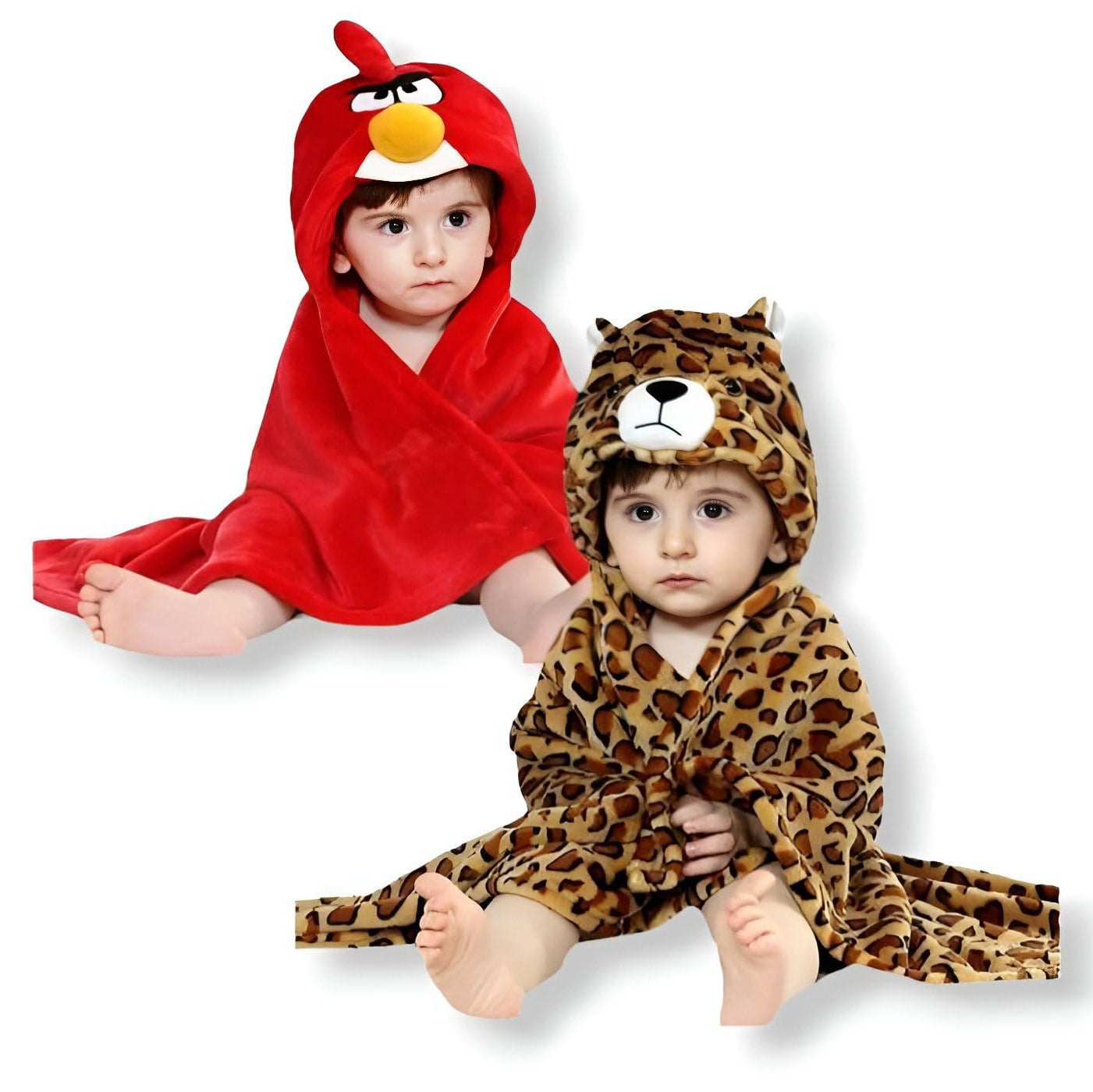 First Kick Baby Hooded Quick Absorb Bath Towels Pack of 2 (0–6 Months, 83 × 80 cm)
