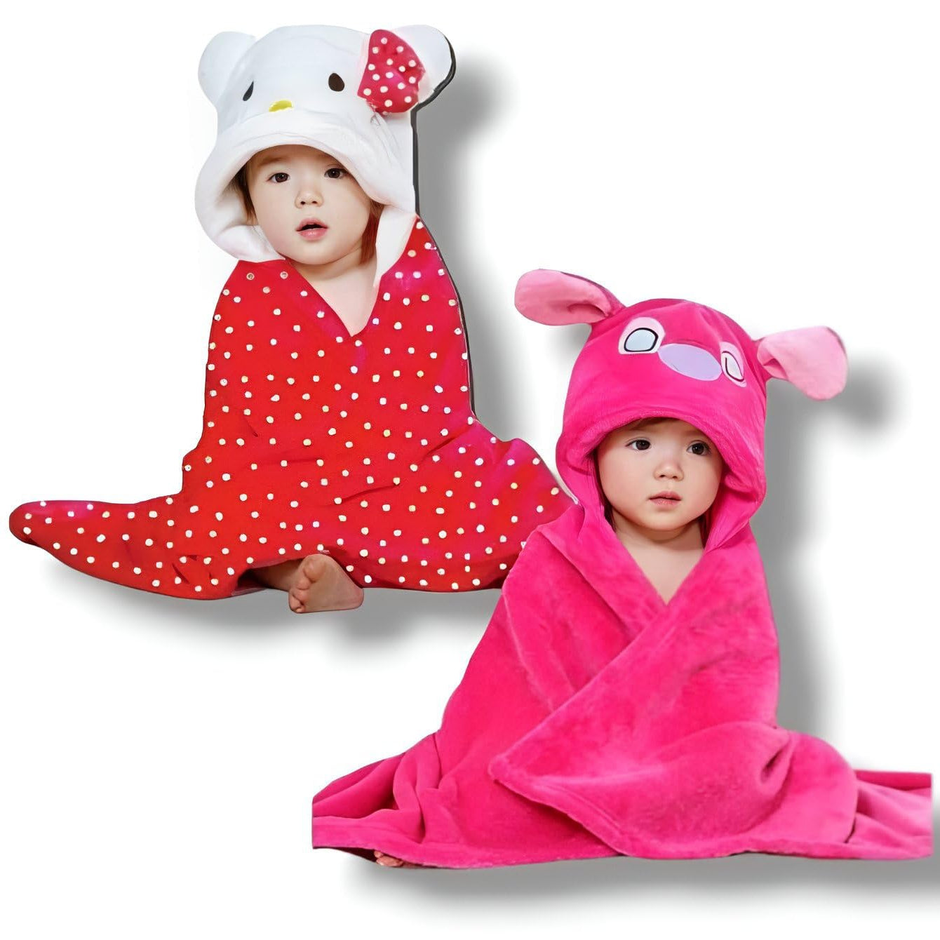 First Kick Baby Hooded Quick Absorb Bath Towels Pack of 2 (0–6 Months, 83 × 80 cm)