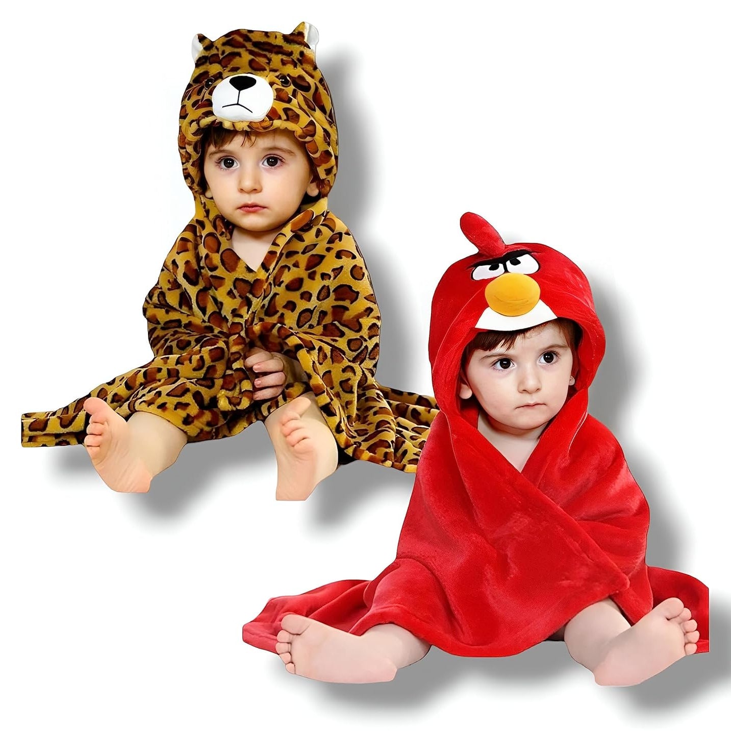 First Kick Baby Hooded Quick Absorb Bath Towels Pack of 2 (0–6 Months, 83 × 80 cm)