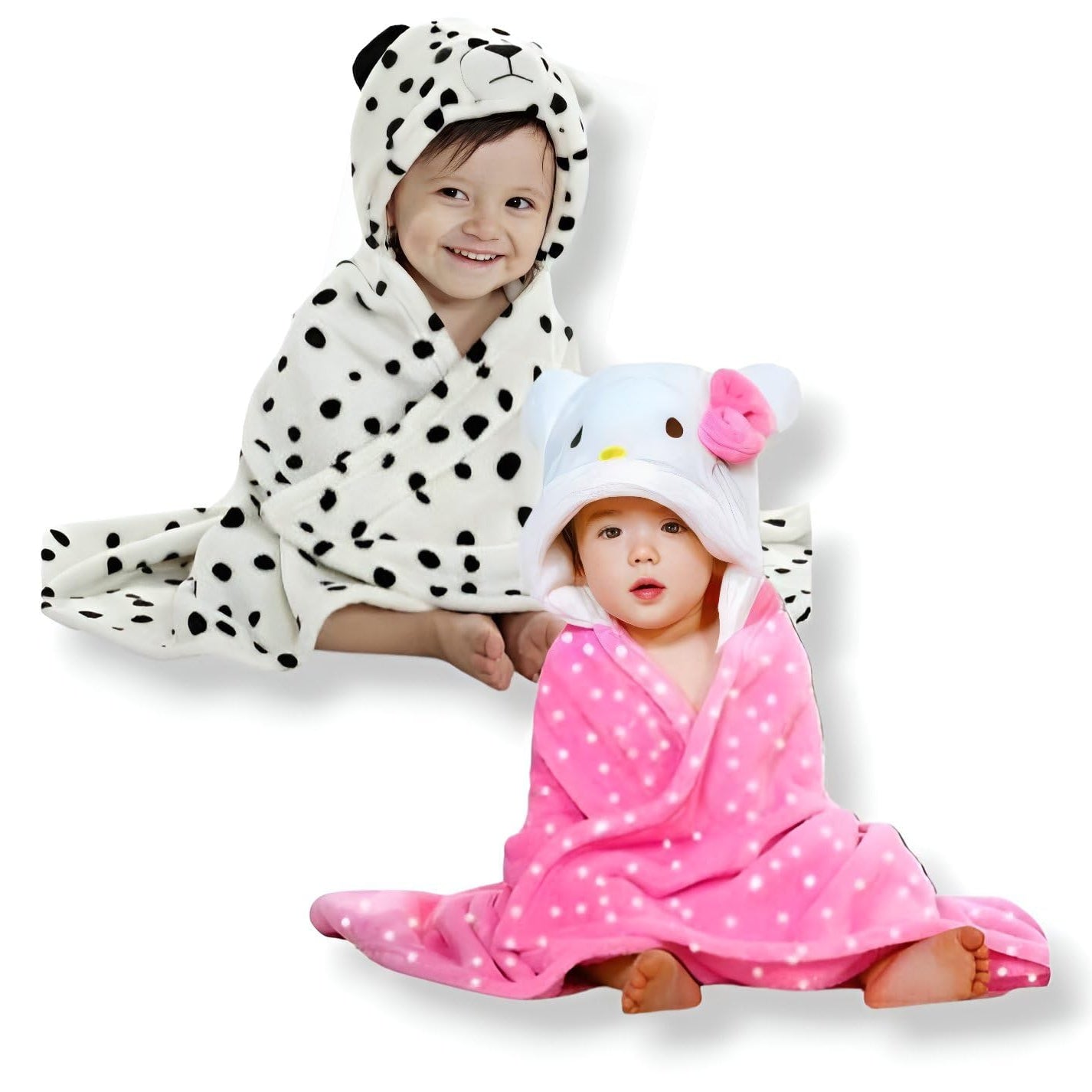 First Kick Baby Hooded Quick Absorb Bath Towels Pack of 2 (0–6 Months, 83 × 80 cm)